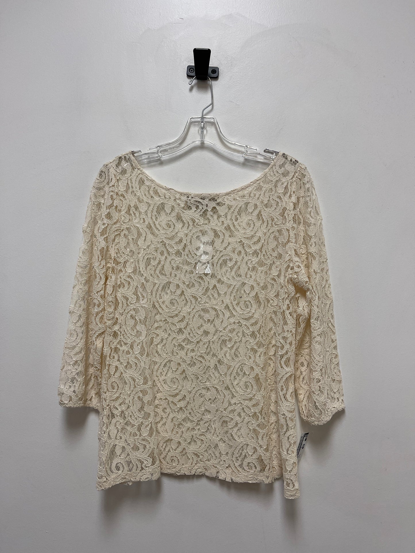 Cream Top 3/4 Sleeve Loft, Size M