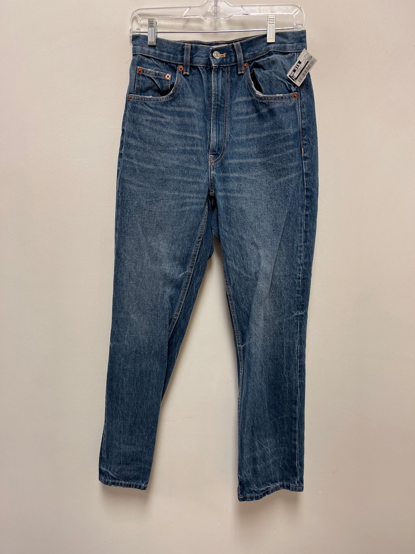 Jeans Straight By Zara In Blue Denim, Size: 4