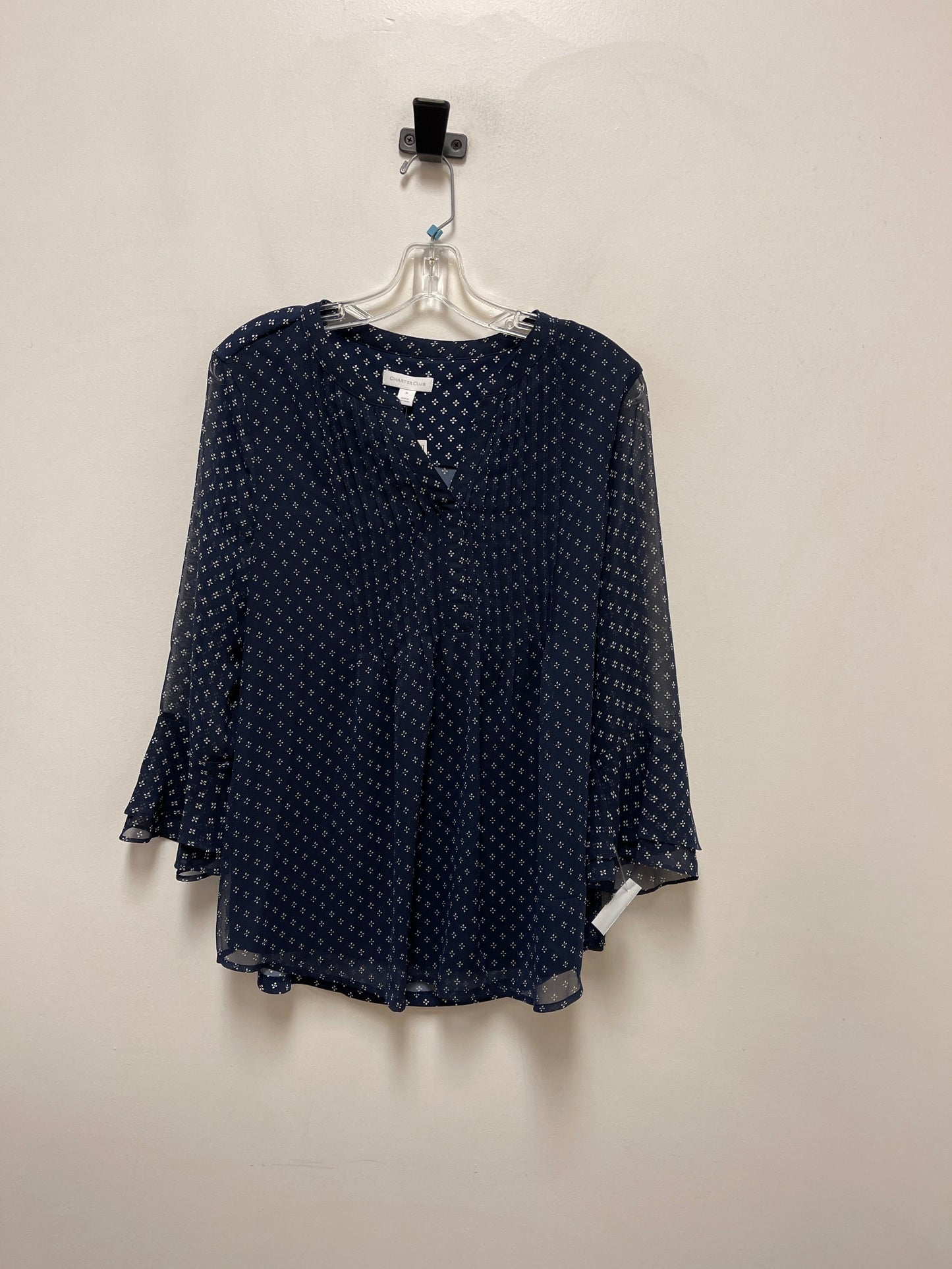 Top Long Sleeve By Charter Club In Navy, Size: M