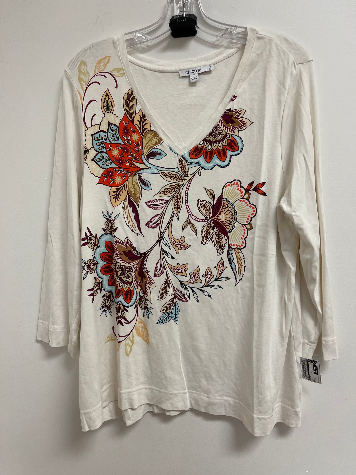 Top Long Sleeve By Chicos In Multi-colored, Size: Xl