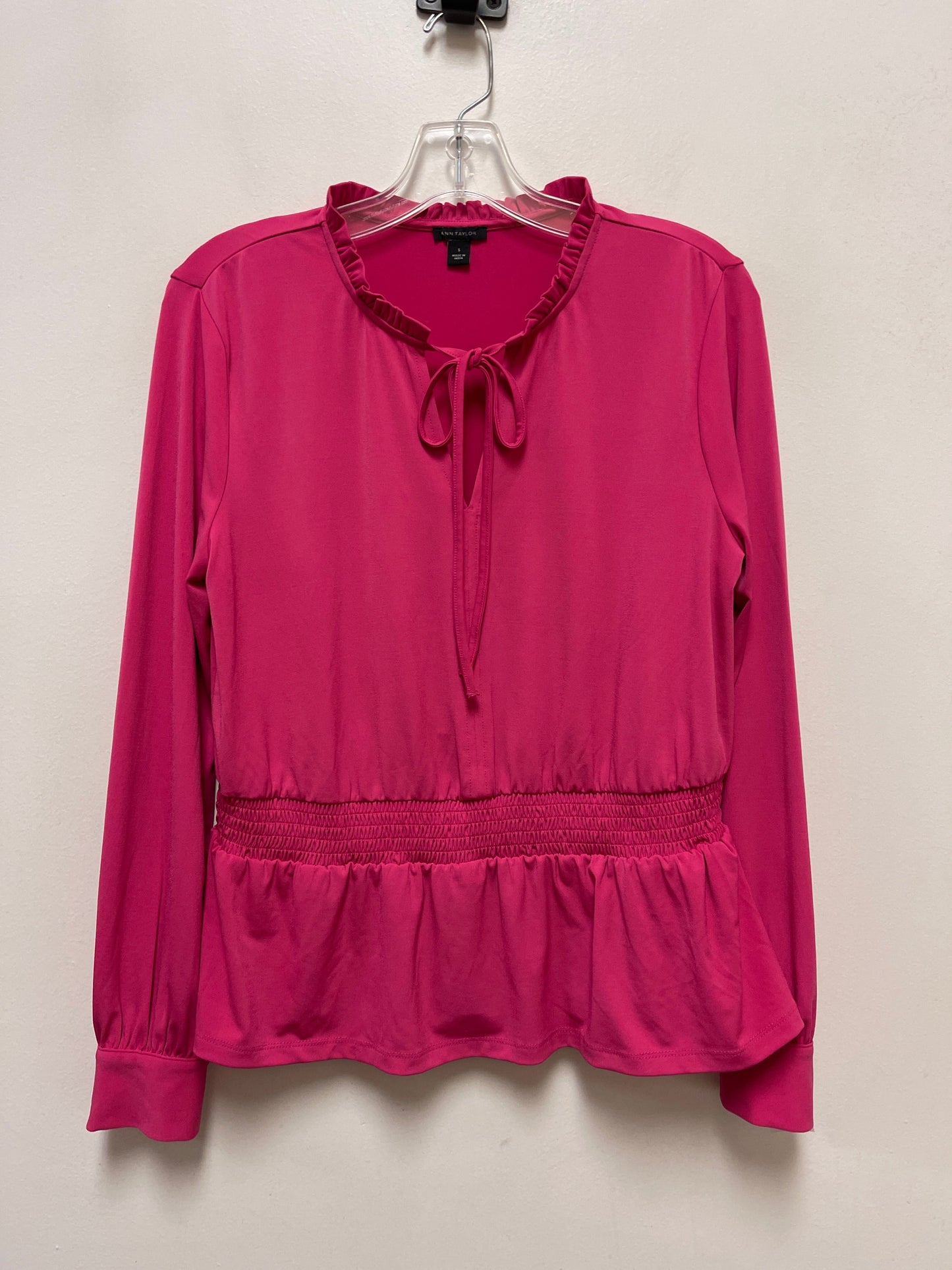 Top Long Sleeve By Ann Taylor In Pink, Size: S