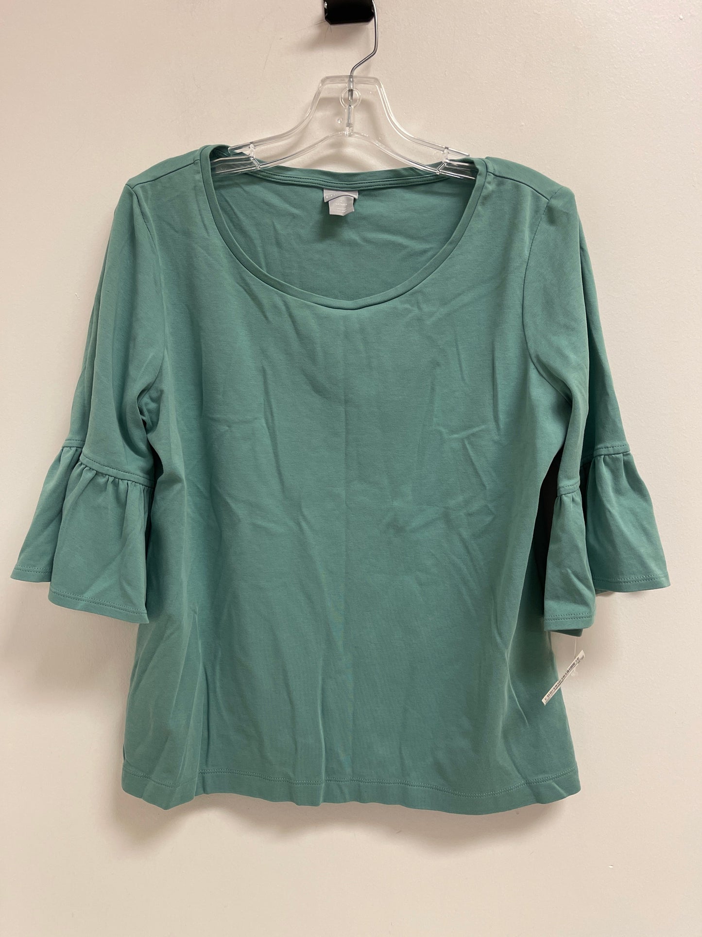 Top 3/4 Sleeve By Chicos In Green, Size: L