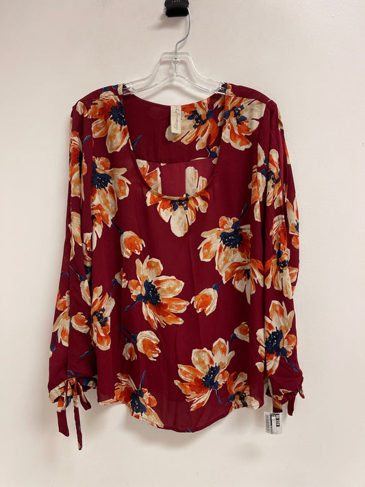 Top Long Sleeve By Allison Joy In Red, Size: L