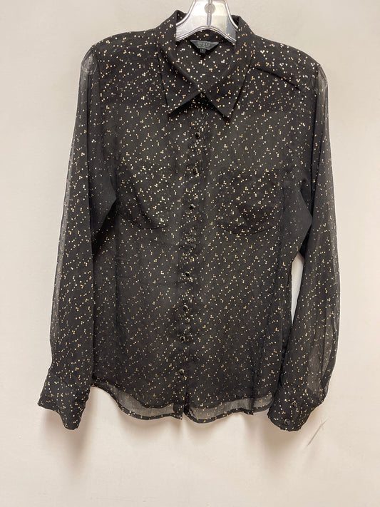 Blouse Long Sleeve By Guess In Black, Size: L