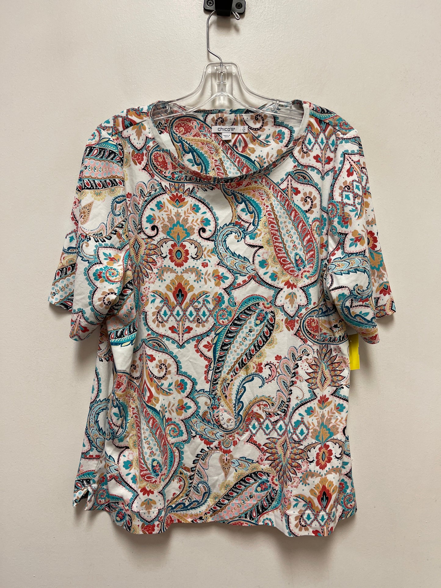 Top Short Sleeve By Chicos In Multi-colored, Size: Xl