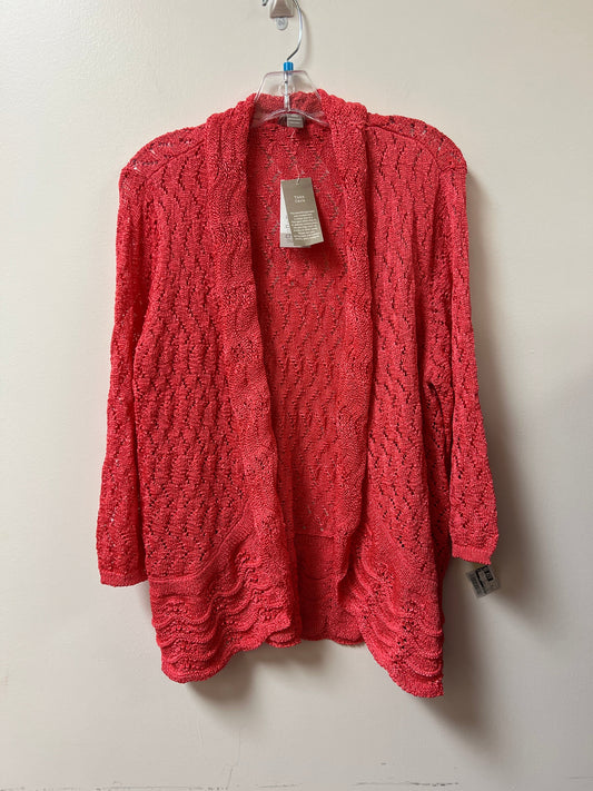 Sweater Cardigan By Chicos In Pink, Size: Xl