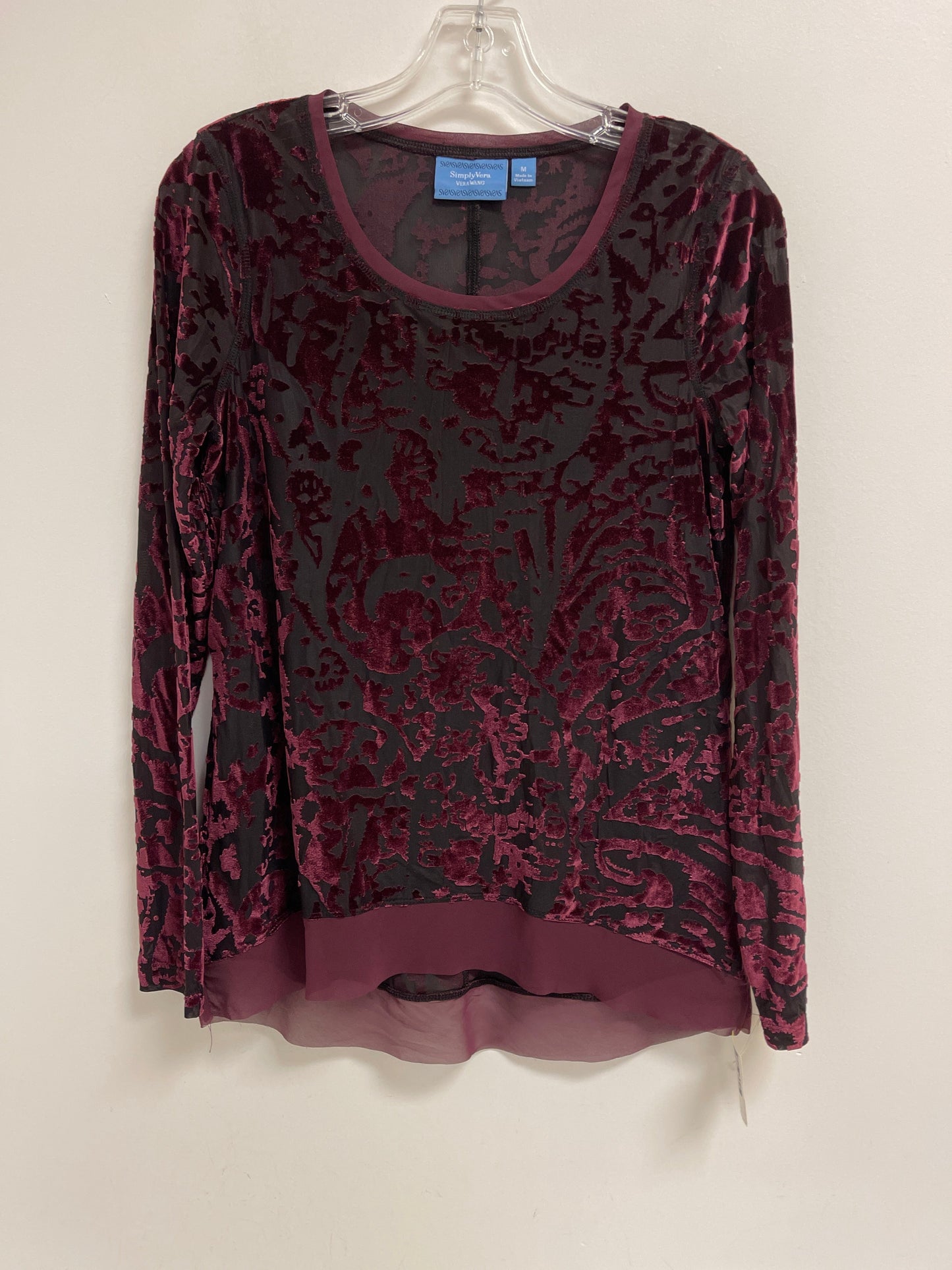 Top Long Sleeve By Simply Vera In Purple, Size: M