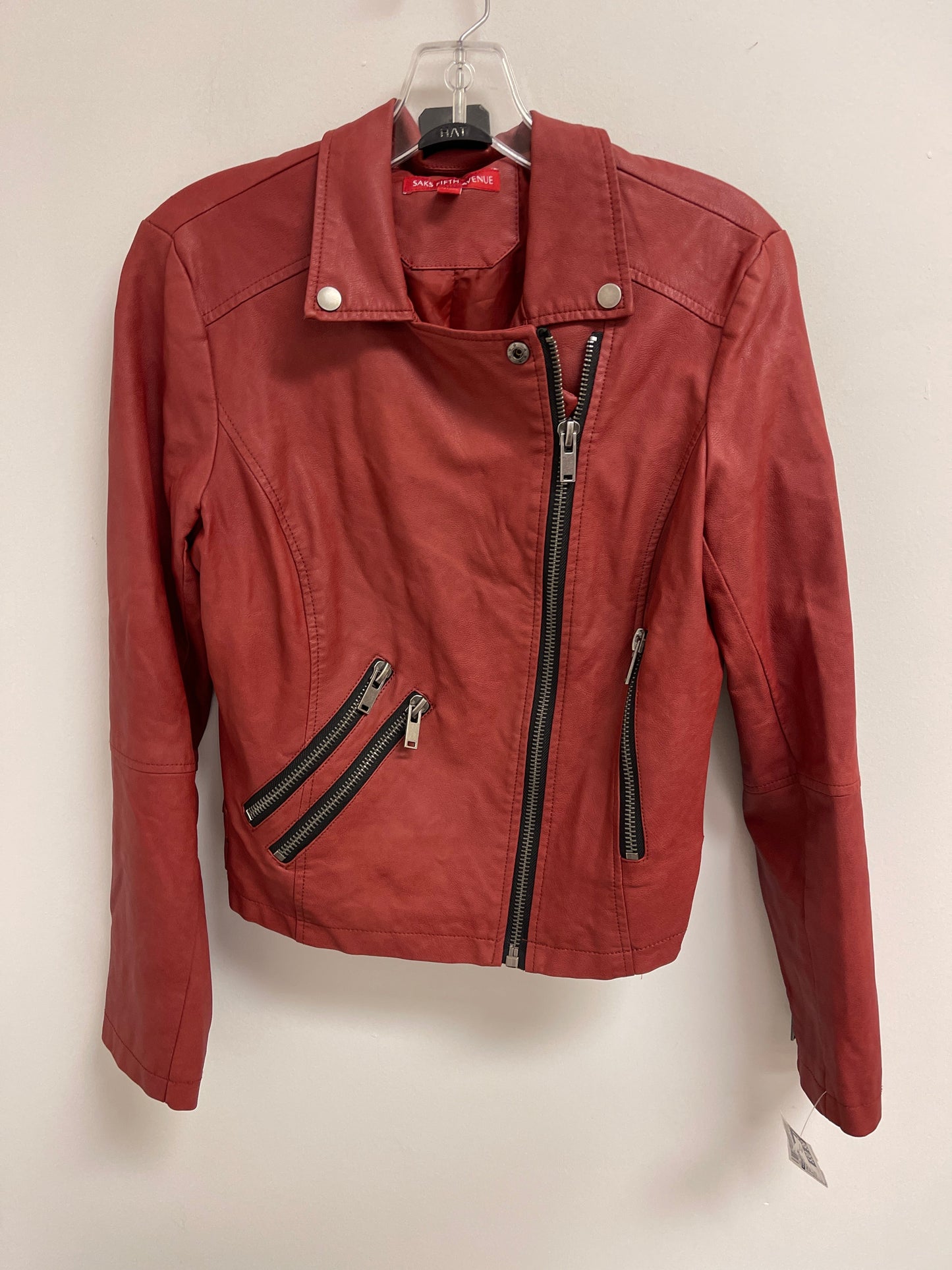 Jacket Moto By Saks Fifth Avenue In Red, Size: M