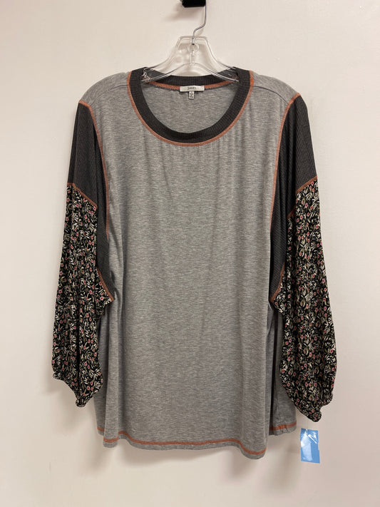 Top Long Sleeve By Jodifl In Grey, Size: L