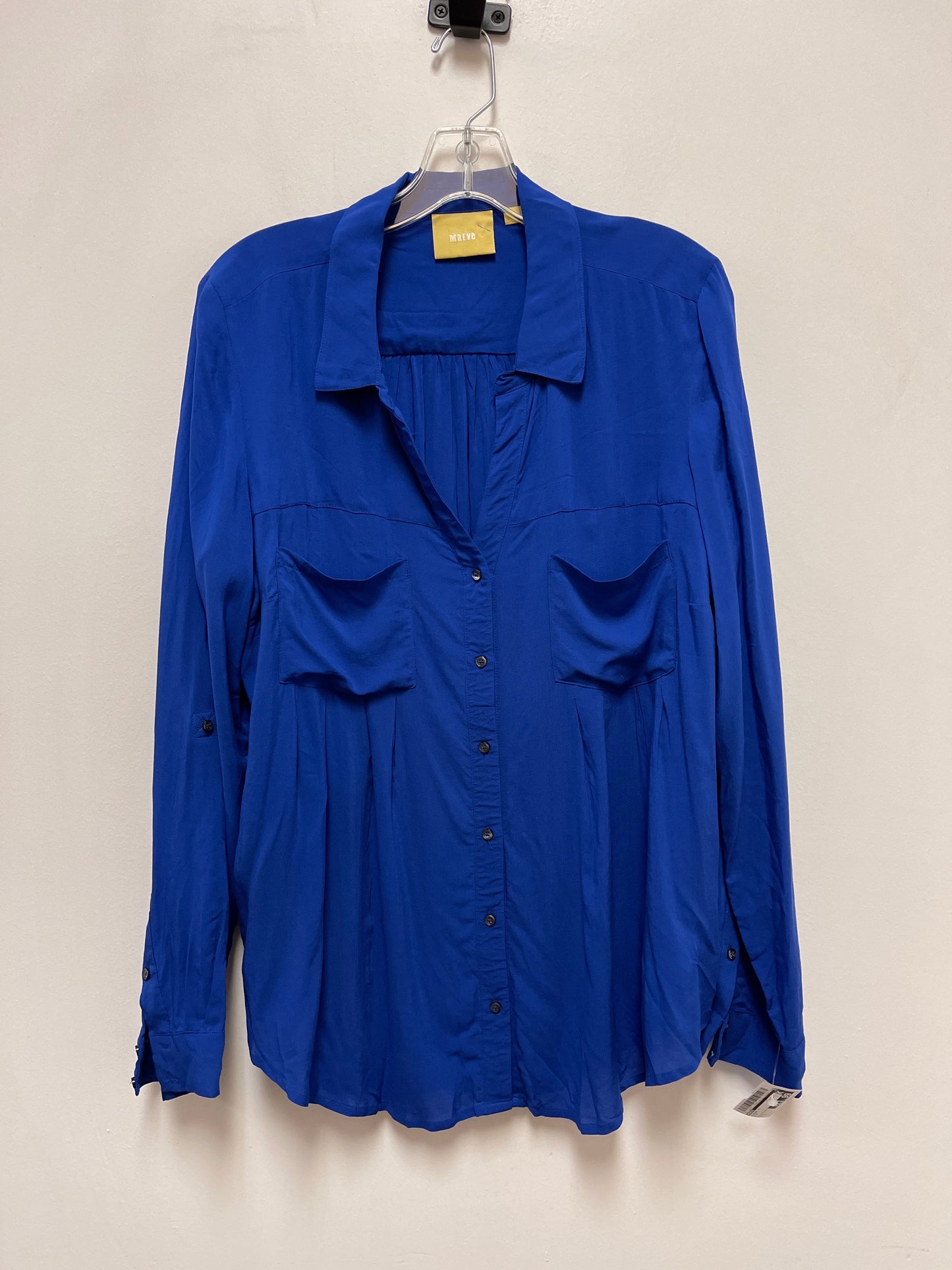 Blouse Long Sleeve By Maeve In Blue, Size: L