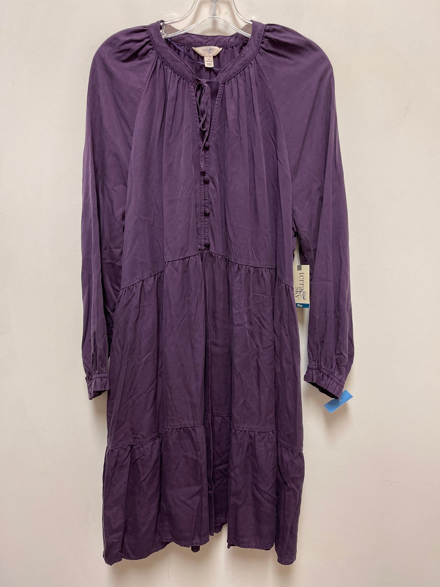 Dress Casual Midi By Terra & Sky In Purple, Size: 1x