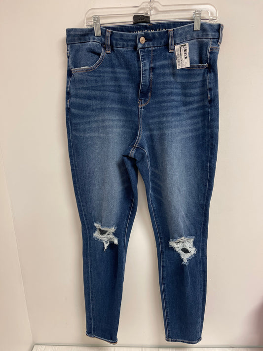 Jeans Skinny By American Eagle In Blue Denim, Size: 14