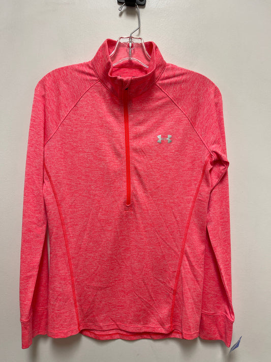 Athletic Top Long Sleeve Collar By Under Armour In Pink, Size: S