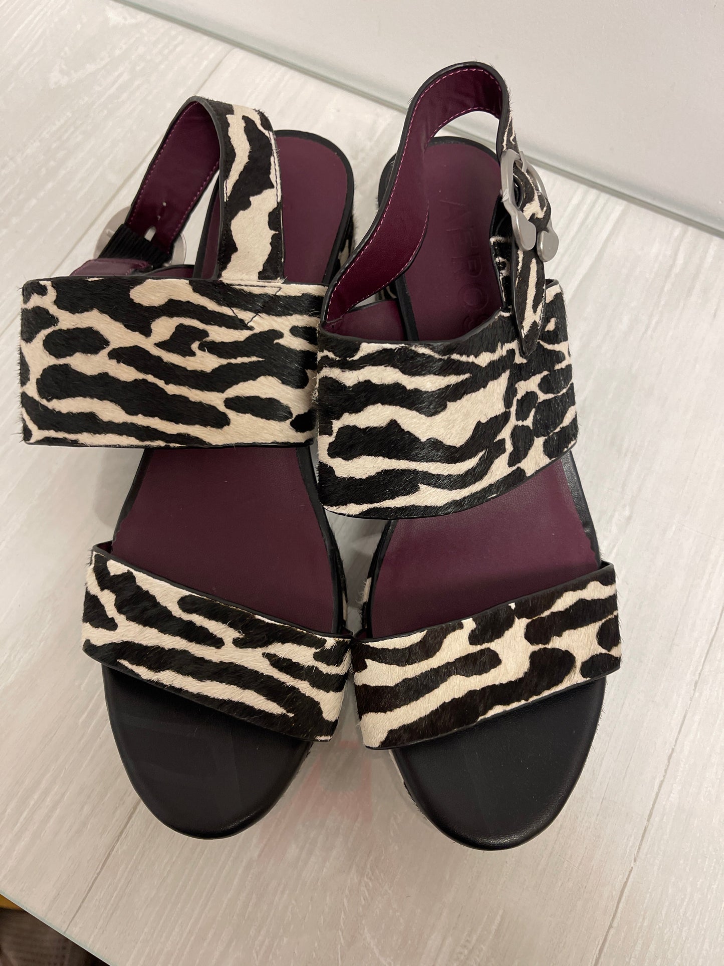 Sandals Heels Block By Aerosoles In Zebra Print, Size: 9.5