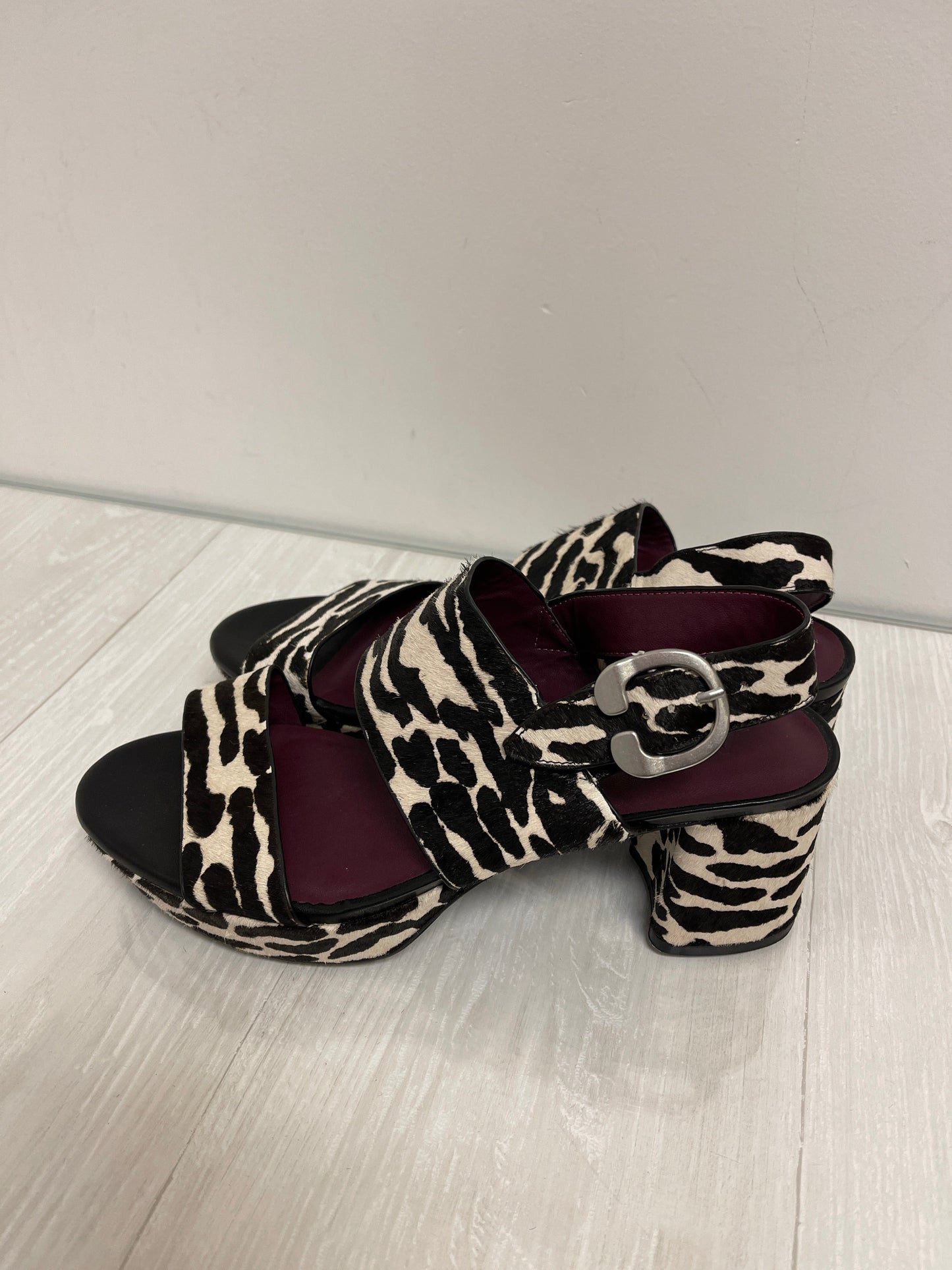 Sandals Heels Block By Aerosoles In Zebra Print, Size: 9.5