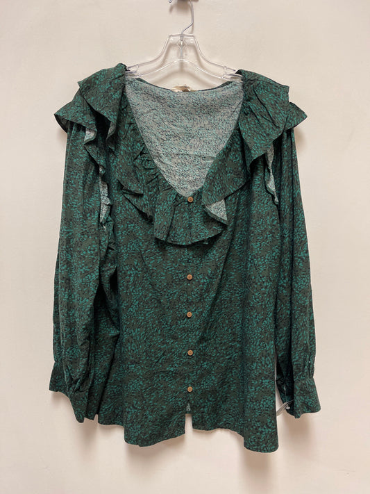 Blouse Long Sleeve By Terra & Sky In Green, Size: 3x