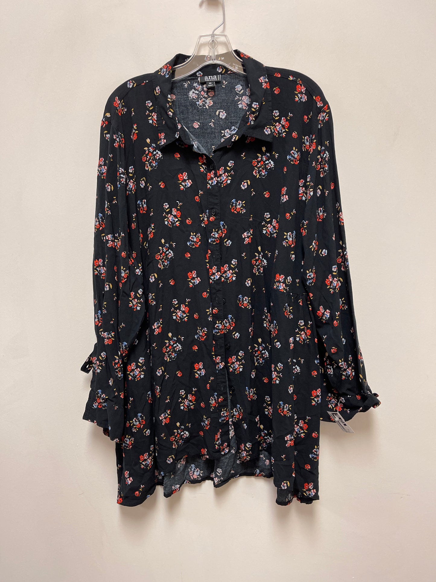 Blouse Long Sleeve By Ana In Black, Size: 2x