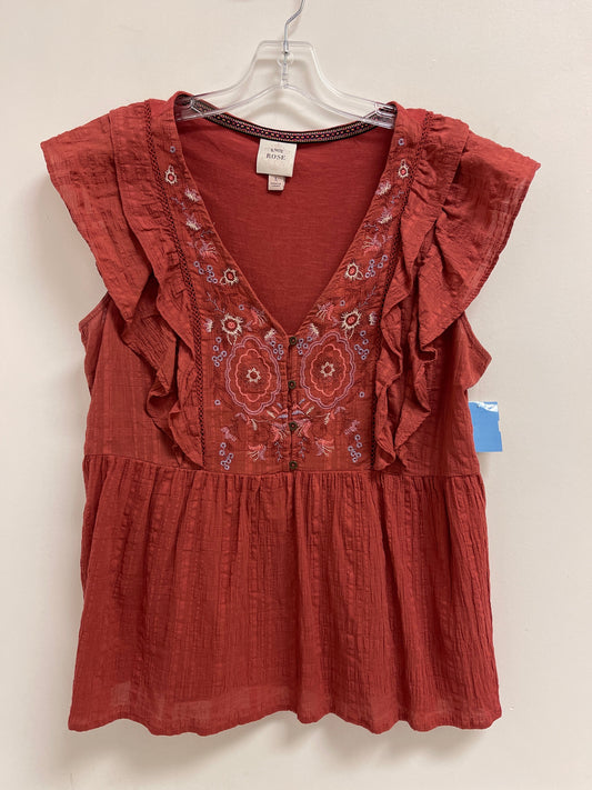 Top Short Sleeve By Knox Rose In Red, Size: L