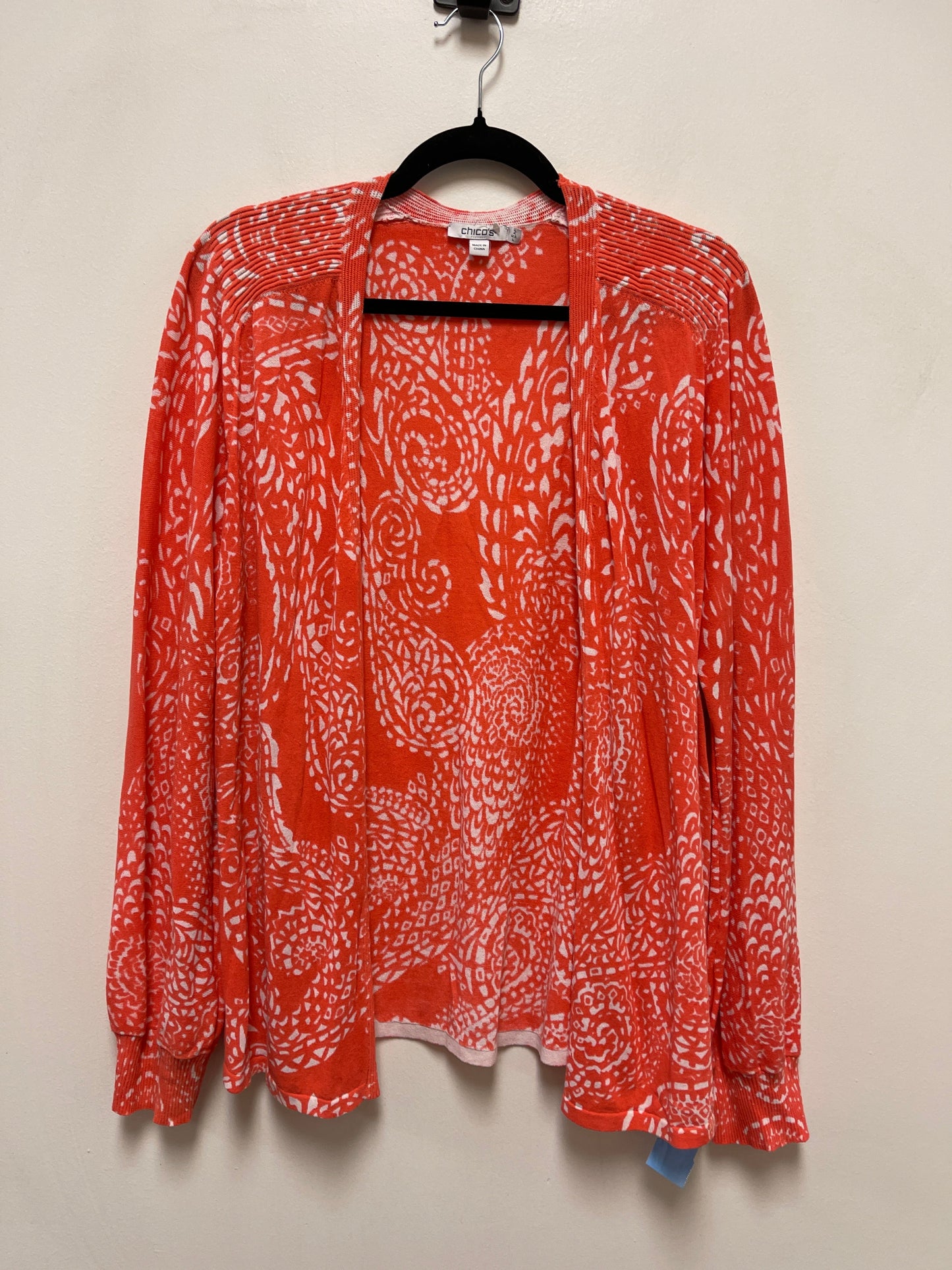 Sweater Cardigan By Chicos In Orange, Size: L