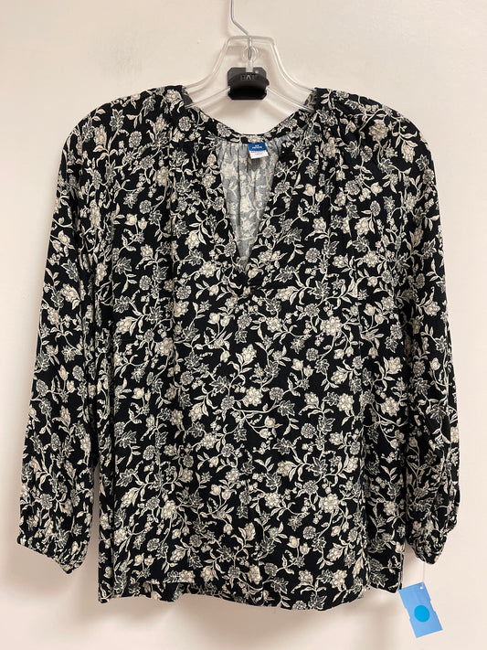 Top Long Sleeve By Old Navy In Black & Cream, Size: Xs