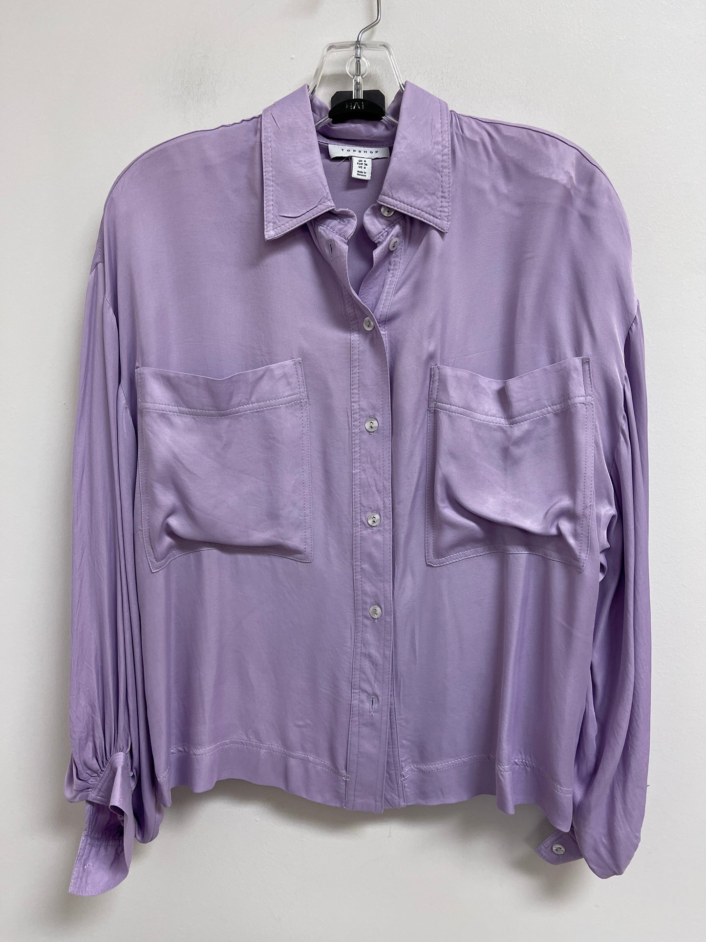 Blouse Long Sleeve By Top Shop In Purple, Size: S