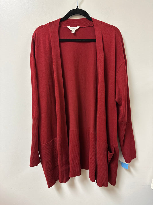 Sweater Cardigan By Terra & Sky In Red, Size: 3x