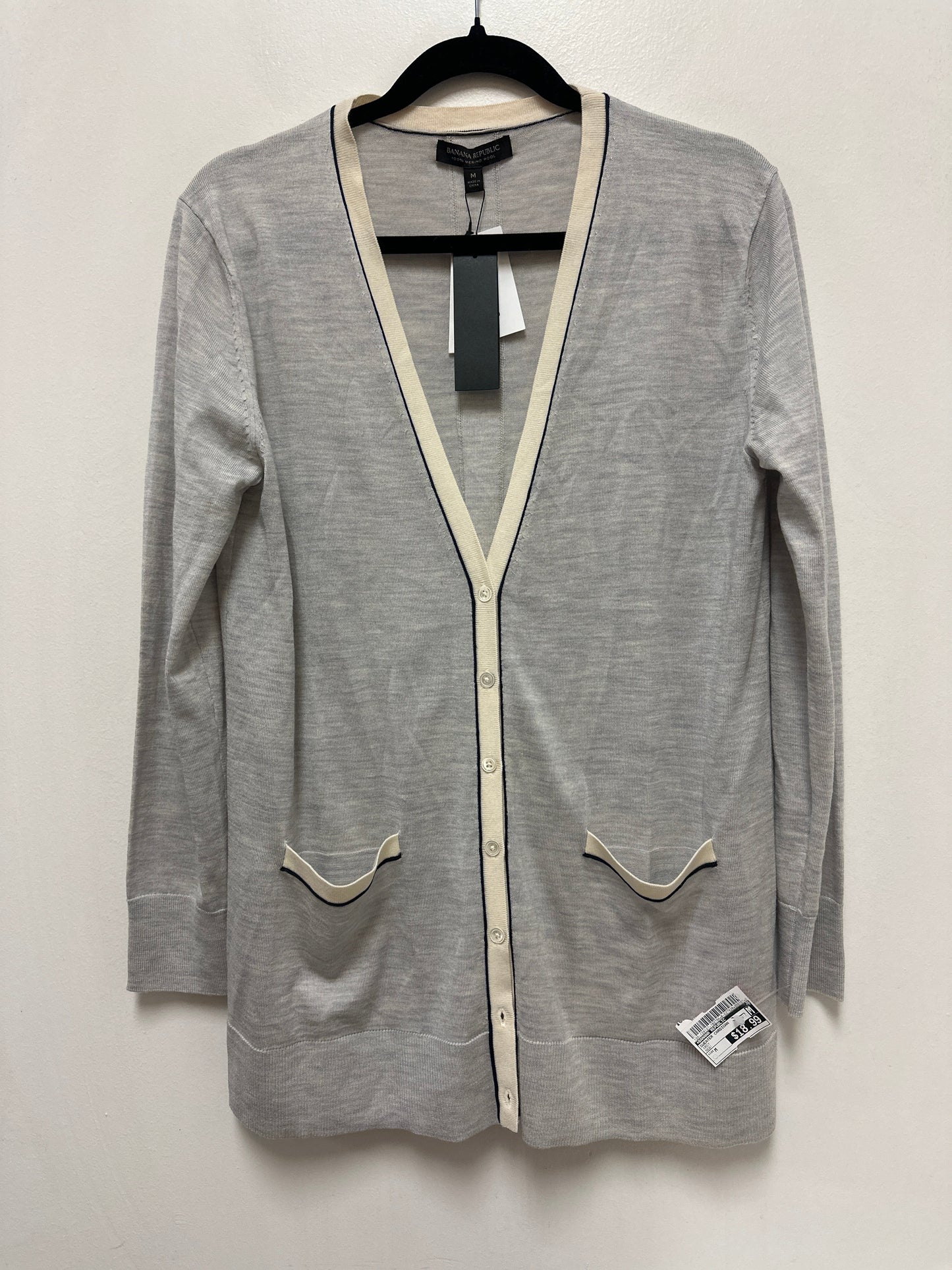 Sweater Cardigan By Banana Republic In Grey, Size: M