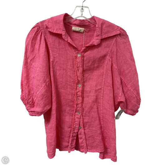 Blouse Short Sleeve By Clothes Mentor In Pink, Size: M