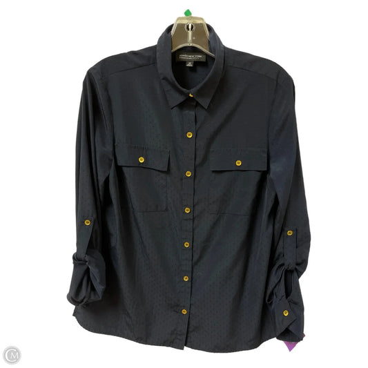 Blouse Long Sleeve By Jones New York In Navy, Size: L