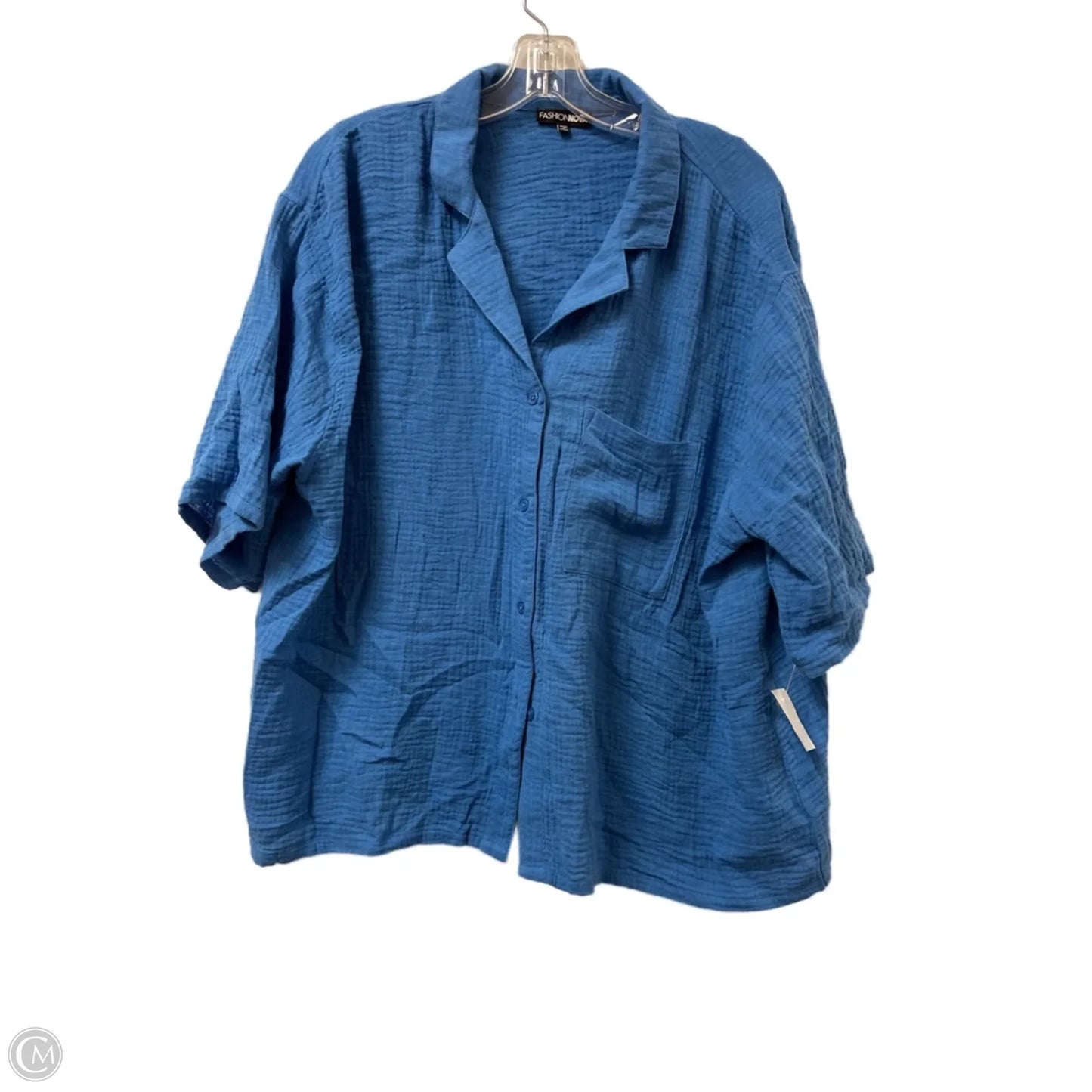 Blouse Short Sleeve By Fashion Nova In Blue, Size: 1x