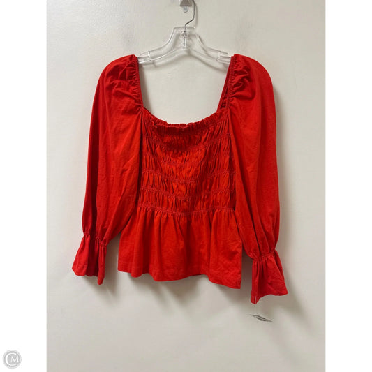 Top Long Sleeve By H&m In Red, Size: S