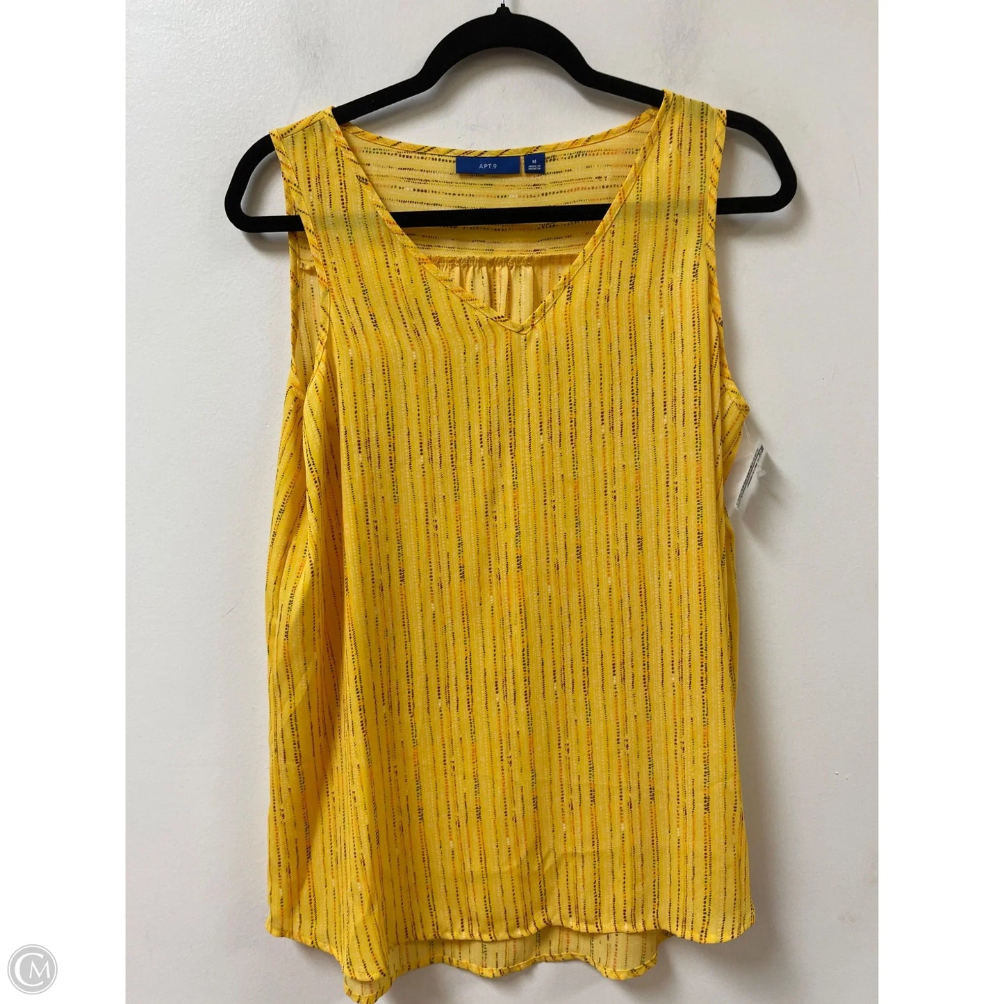 Top Sleeveless By Apt 9 In Yellow, Size: M