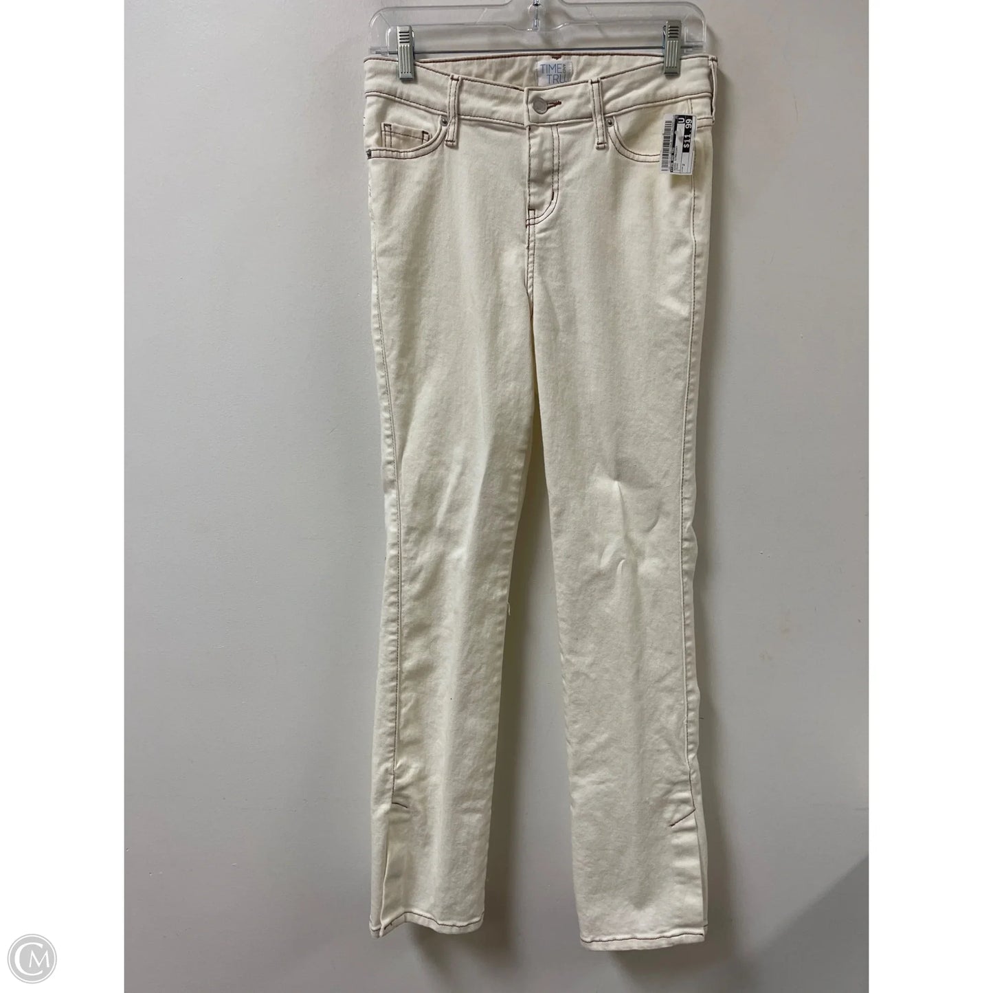 Jeans Straight By Time And Tru In Cream, Size: 2