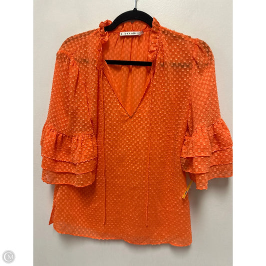 Top Short Sleeve Designer By Alice + Olivia In Orange, Size: Xs