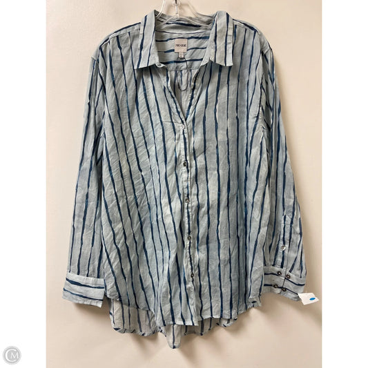 Blouse Long Sleeve By Nic + Zoe In Blue, Size: Xl
