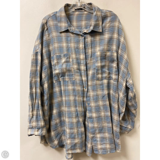 Blouse Long Sleeve By Boohoo Boutique In Blue, Size: 1x