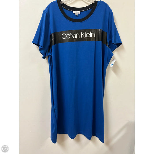 Dress Casual Midi By Calvin Klein In Blue, Size: 2x