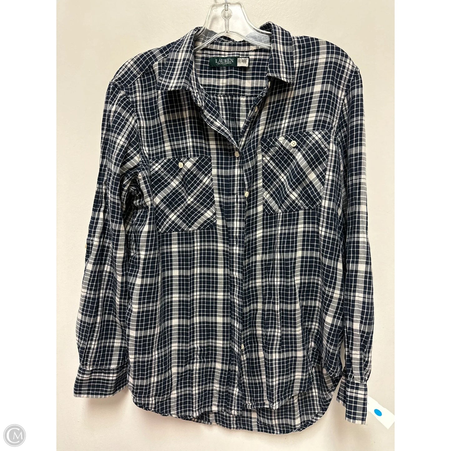 Blouse Long Sleeve By Lauren By Ralph Lauren In Navy, Size: M