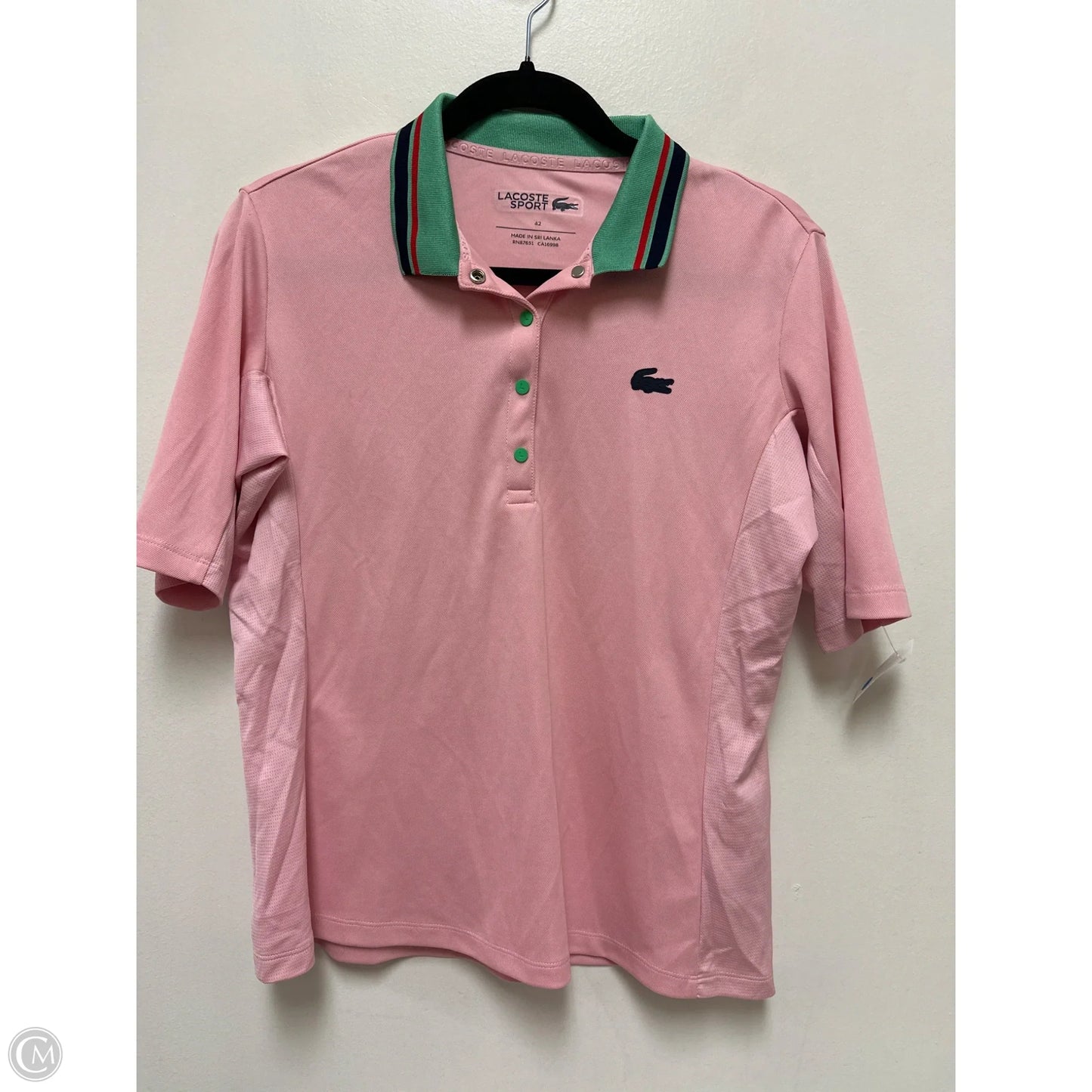 Athletic Top Short Sleeve By Lacoste In Pink, Size: L