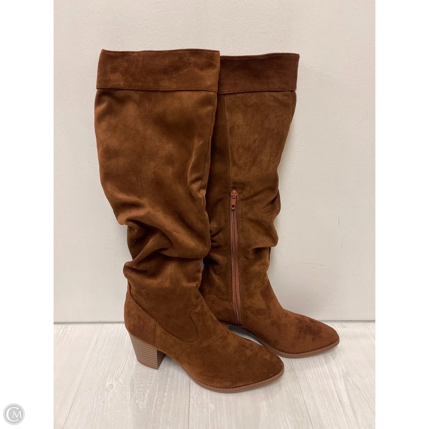 Boots Knee Heels By Time And Tru In Brown, Size: 9