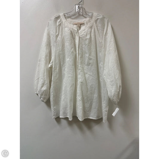 Blouse Long Sleeve By Clothes Mentor In White, Size: 3x