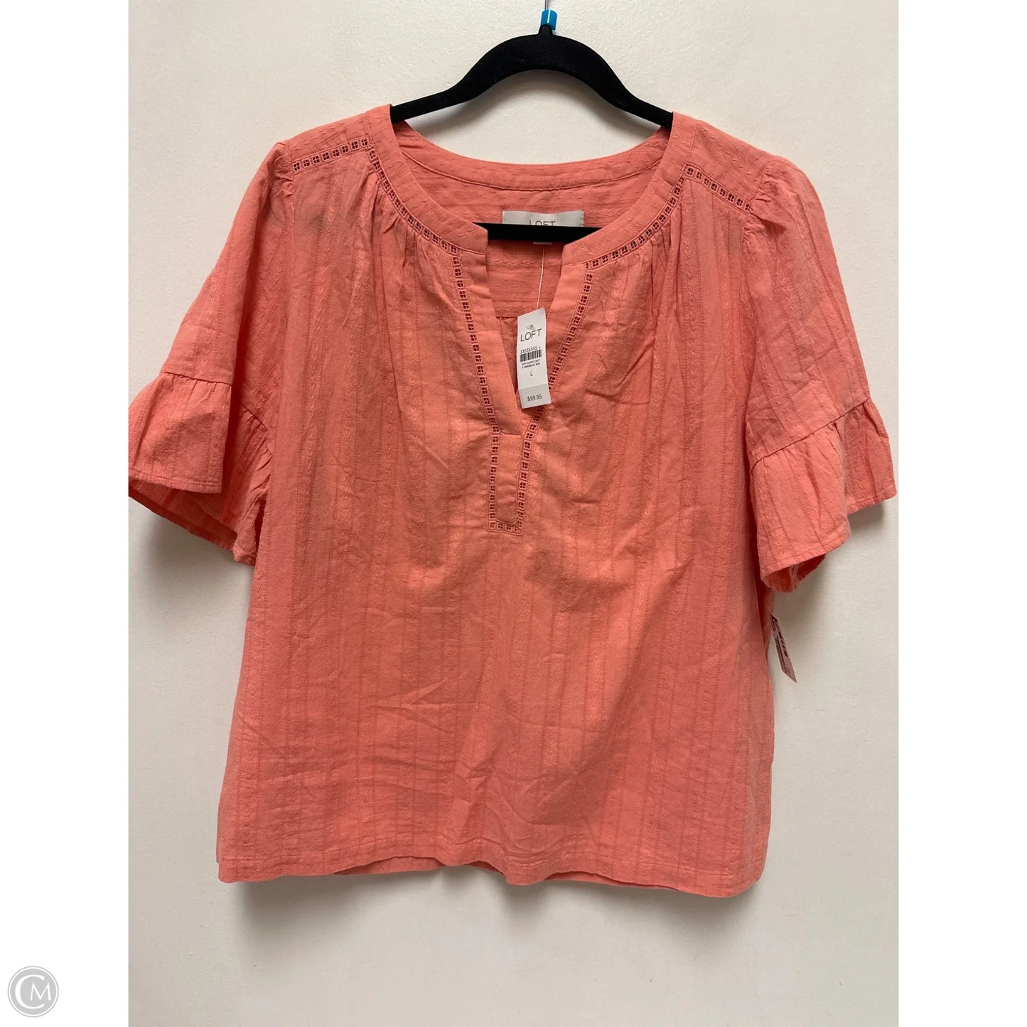 Top Short Sleeve By Loft In Peach, Size: L