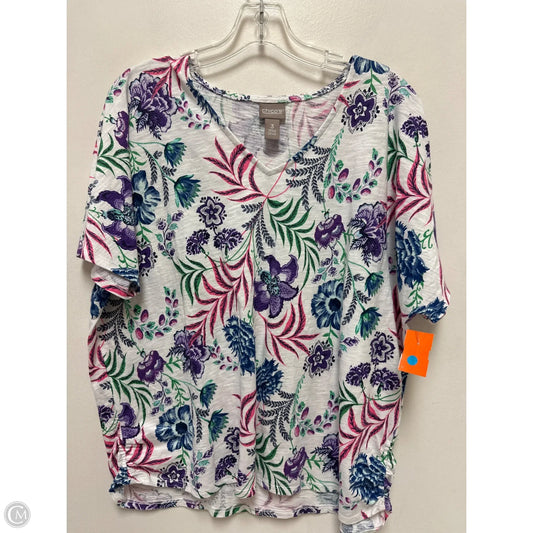 Top Short Sleeve By Chicos In Multi-colored, Size: Xl