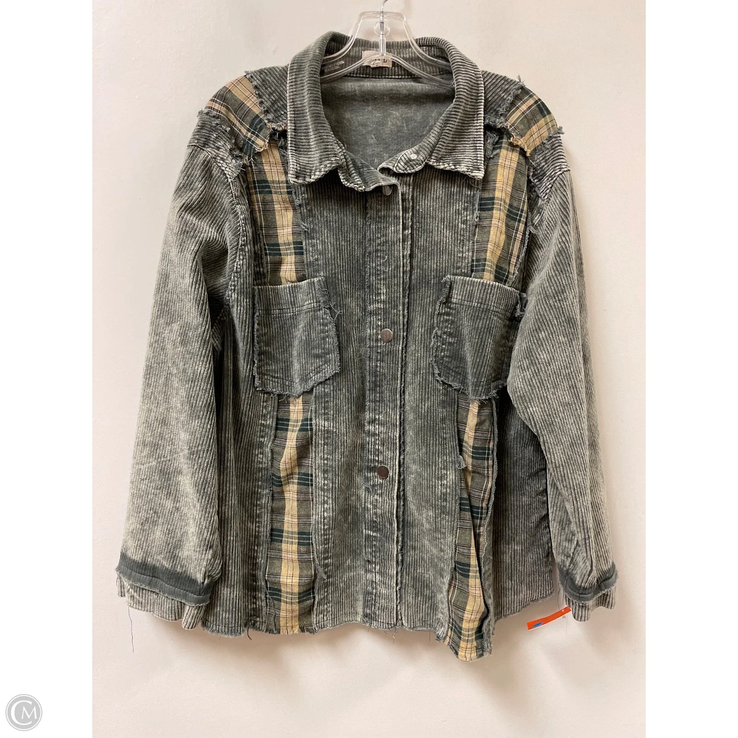 Jacket Shirt By Pol In Green, Size: L