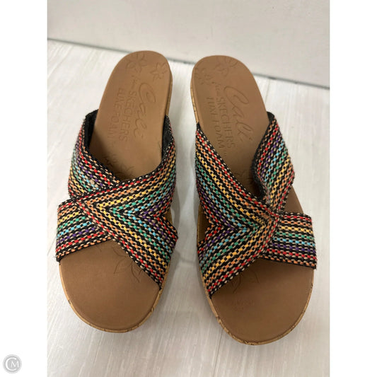 Sandals Heels Wedge By Skechers In Multi-colored, Size: 9.5