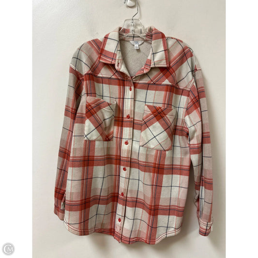 Jacket Shirt By Time And Tru In Orange, Size: L