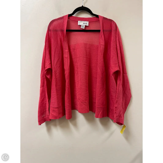 Sweater Cardigan By Joan Vass In Pink, Size: 3x