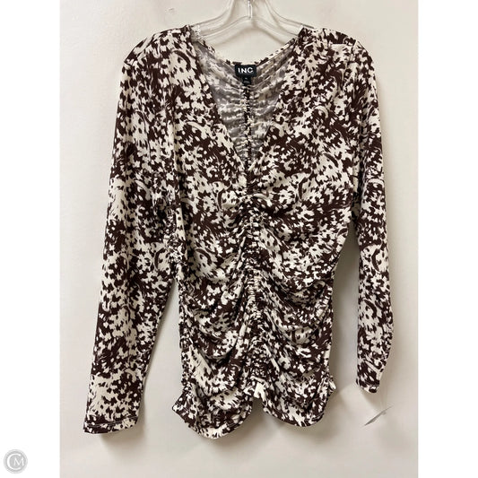 Top Long Sleeve By Inc In Brown, Size: Xl
