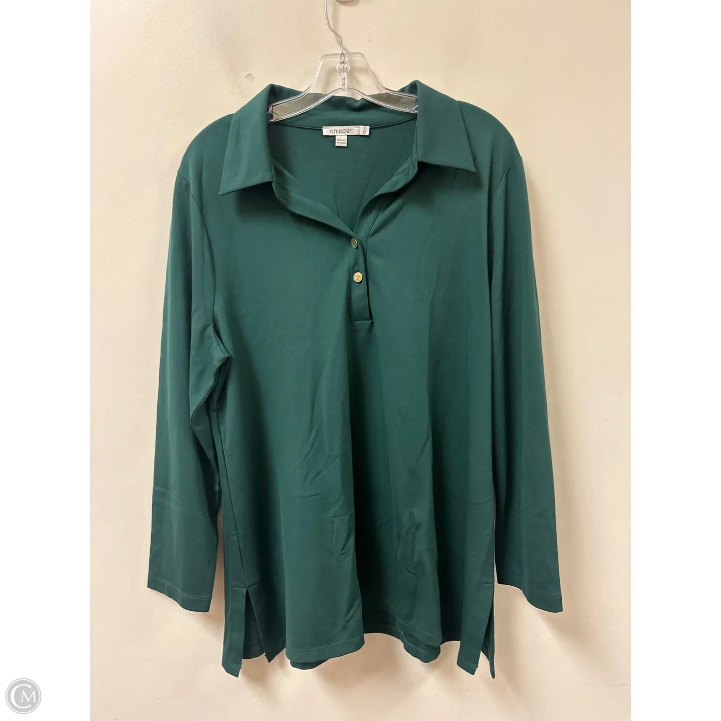 Top Long Sleeve By Chicos In Green, Size: Xl