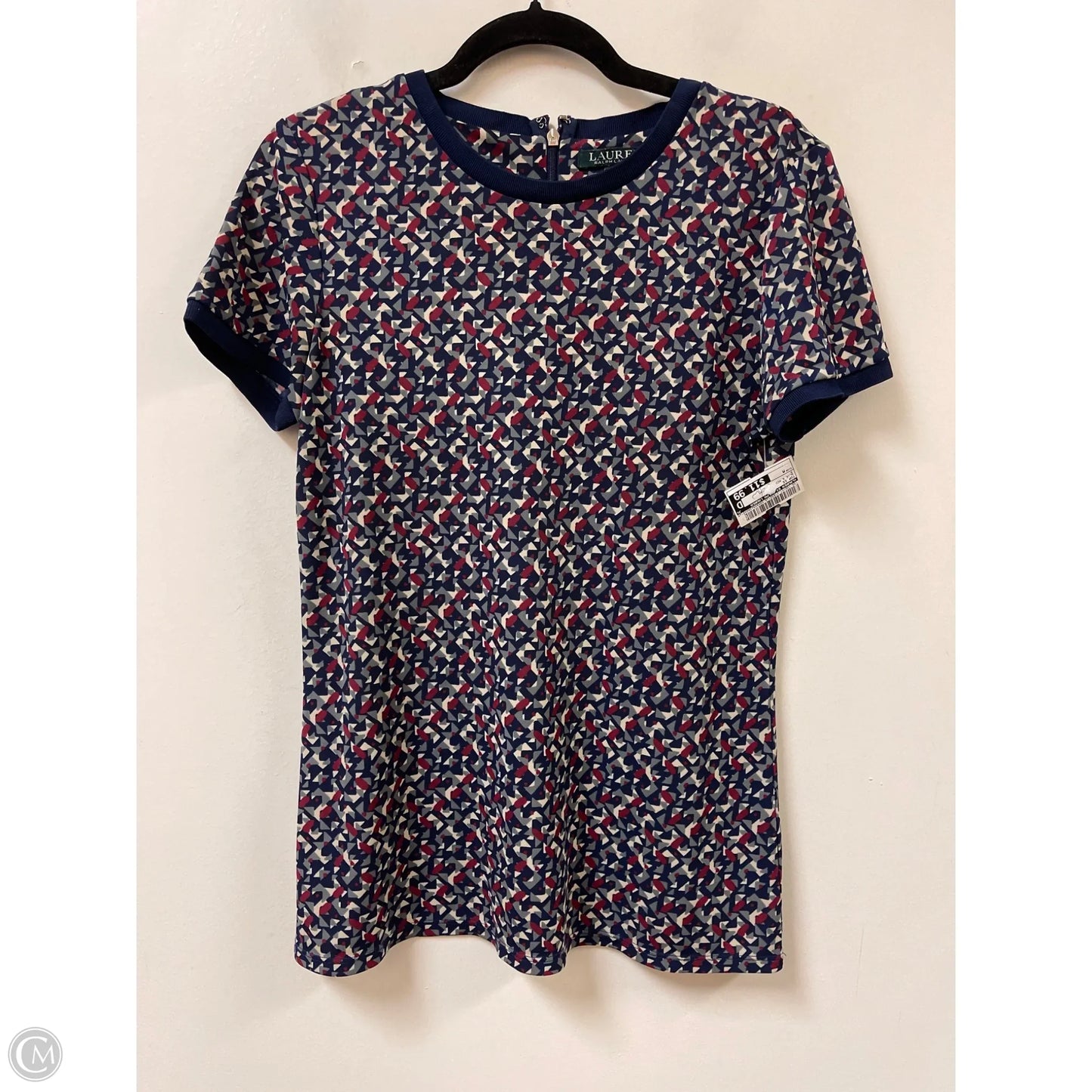Top Short Sleeve By Lauren By Ralph Lauren In Blue & Red, Size: M